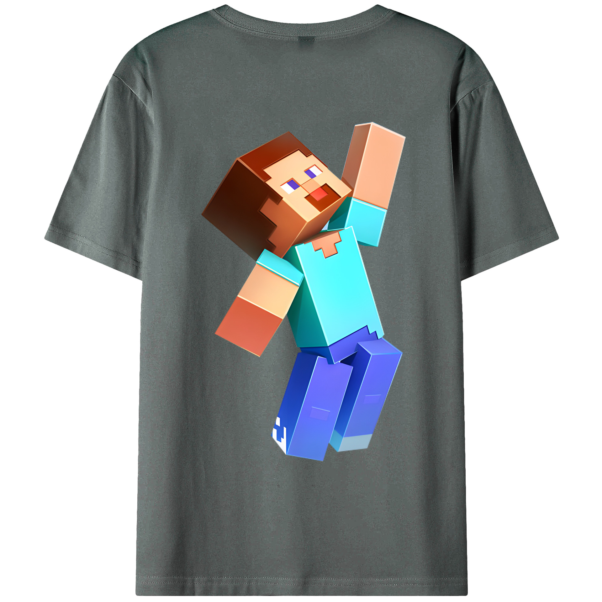 （画像用） マインクラフト ブロックの世界 Minecraft MC Block world 綿100％ メンズ半袖Tシャツ（バックプリント） 通気性